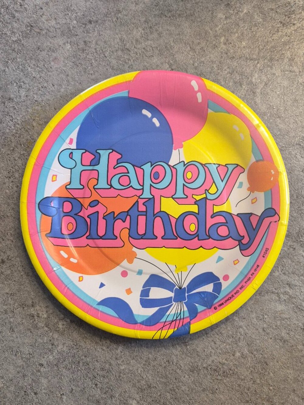 1988 Vintage Paper Birthday Balloon Party Plates Retro 80's Party Sealed - Picture 1 of 3